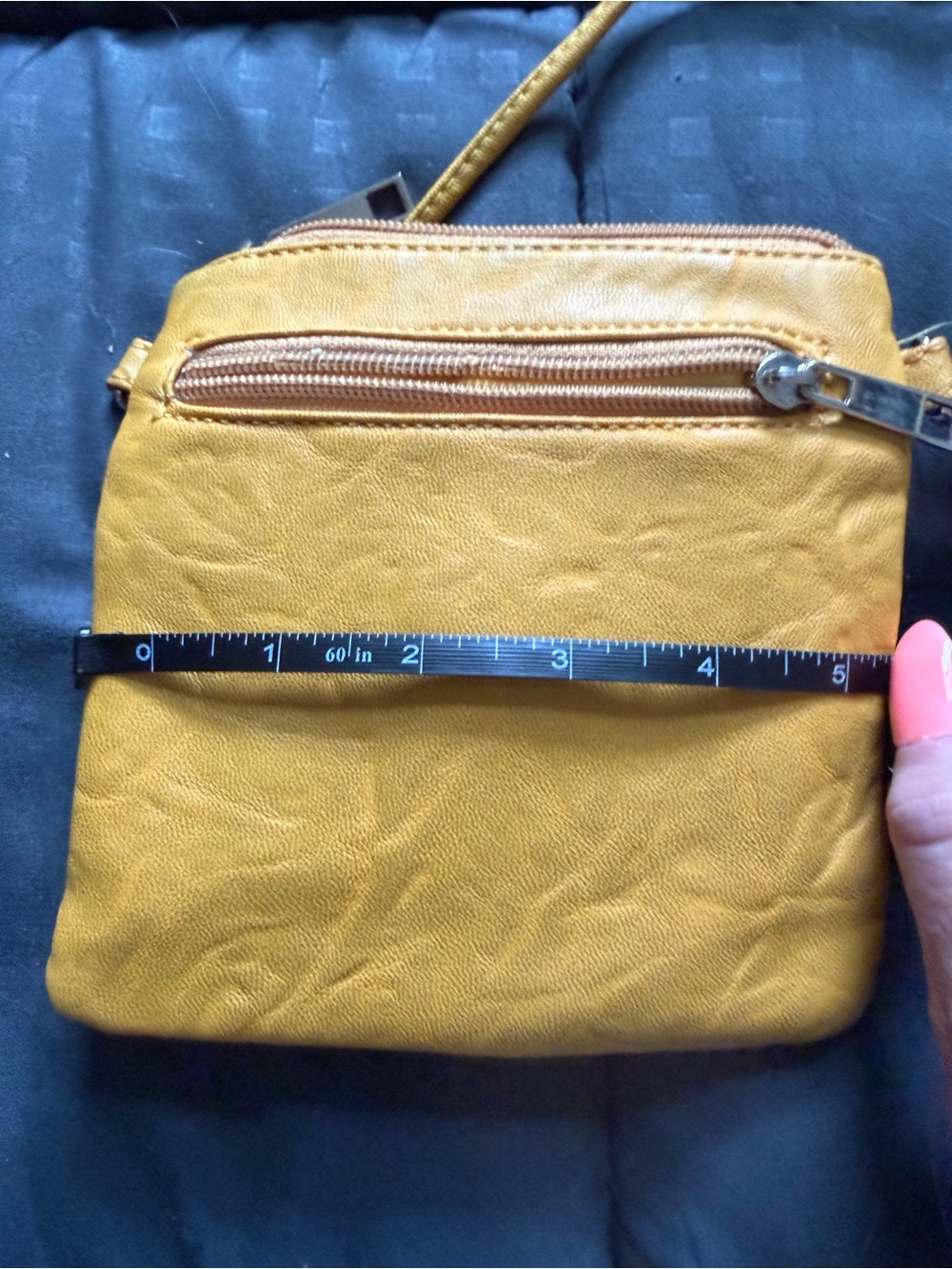Yellow Floral Applique Crossbody Bag with Adjustable Strap - Picture 6 of 6